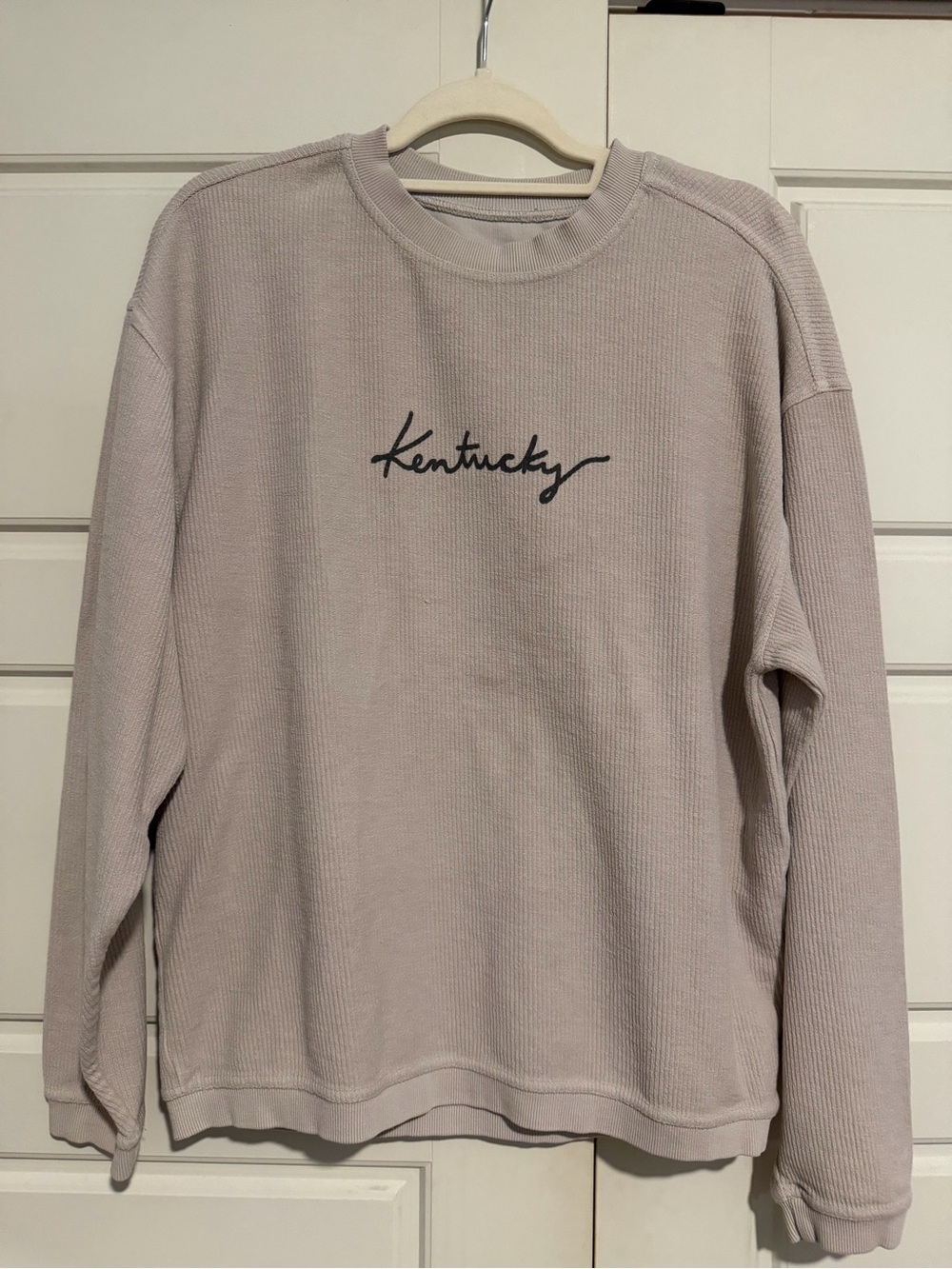 Kentucky Script Waffle Knit Crewneck - Light Gray/Cream